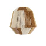 GloboStar® SALERNO 02187 Boho Κρεμαστό Φωτιστικό Πλέγμα Μονόφωτο 1 x E27 IP20 Μπεζ & Καφέ Σχοινί - Μ50 x Π50 x Υ50cm