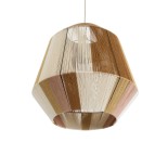 GloboStar® SALERNO 02187 Boho Κρεμαστό Φωτιστικό Πλέγμα Μονόφωτο 1 x E27 IP20 Μπεζ & Καφέ Σχοινί - Μ50 x Π50 x Υ50cm