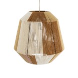 GloboStar® SALERNO 02187 Boho Κρεμαστό Φωτιστικό Πλέγμα Μονόφωτο 1 x E27 IP20 Μπεζ & Καφέ Σχοινί - Μ50 x Π50 x Υ50cm