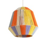 GloboStar® SALERNO 02188 Boho Κρεμαστό Φωτιστικό Καμπάνα Μονόφωτο 1 x E27 IP20 Πολύχρωμο Βαμβακερό Νήμα - Μ50 x Π50 x Υ50cm