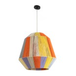 GloboStar® SALERNO 02188 Boho Κρεμαστό Φωτιστικό Καμπάνα Μονόφωτο 1 x E27 IP20 Πολύχρωμο Βαμβακερό Νήμα - Μ50 x Π50 x Υ50cm