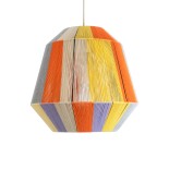GloboStar® SALERNO 02188 Boho Κρεμαστό Φωτιστικό Καμπάνα Μονόφωτο 1 x E27 IP20 Πολύχρωμο Βαμβακερό Νήμα - Μ50 x Π50 x Υ50cm