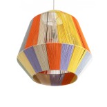 GloboStar® SALERNO 02188 Boho Κρεμαστό Φωτιστικό Καμπάνα Μονόφωτο 1 x E27 IP20 Πολύχρωμο Βαμβακερό Νήμα - Μ50 x Π50 x Υ50cm