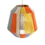 GloboStar® SALERNO 02188 Boho Κρεμαστό Φωτιστικό Καμπάνα Μονόφωτο 1 x E27 IP20 Πολύχρωμο Βαμβακερό Νήμα - Μ50 x Π50 x Υ50cm