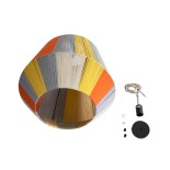 GloboStar® SALERNO 02188 Boho Κρεμαστό Φωτιστικό Καμπάνα Μονόφωτο 1 x E27 IP20 Πολύχρωμο Βαμβακερό Νήμα - Μ50 x Π50 x Υ50cm