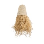 GloboStar® LETA 02189 Boho Κρεμαστό Φωτιστικό Καμπάνα Μονόφωτο 1 x E27 IP20 Μπεζ Raffia - Μ34 x Π34 x Υ70cm