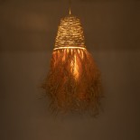 GloboStar® LETA 02189 Boho Κρεμαστό Φωτιστικό Καμπάνα Μονόφωτο 1 x E27 IP20 Μπεζ Raffia - Μ34 x Π34 x Υ70cm