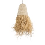 GloboStar® LETA 02189 Boho Κρεμαστό Φωτιστικό Καμπάνα Μονόφωτο 1 x E27 IP20 Μπεζ Raffia - Μ34 x Π34 x Υ70cm
