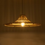 GloboStar® PALERMO 02208 Boho Κρεμαστό Φωτιστικό Καμπάνα Μονόφωτο 1 x E27 IP20 Μπεζ Ρατάν - Μ60 x Π60 x Υ20cm
