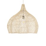 GloboStar® ADEJE 02210 Boho Κρεμαστό Φωτιστικό Καμπάνα Μονόφωτο 1 x E27 IP20 Μπεζ Ρατάν - Μ60 x Π60 x Υ60cm