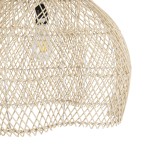 GloboStar® ADEJE 02210 Boho Κρεμαστό Φωτιστικό Καμπάνα Μονόφωτο 1 x E27 IP20 Μπεζ Ρατάν - Μ60 x Π60 x Υ60cm