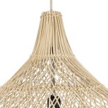 GloboStar® ADEJE 02210 Boho Κρεμαστό Φωτιστικό Καμπάνα Μονόφωτο 1 x E27 IP20 Μπεζ Ρατάν - Μ60 x Π60 x Υ60cm