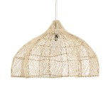 GloboStar® ADEJE 02211 Boho Κρεμαστό Φωτιστικό Καμπάνα Μονόφωτο 1 x E27 IP20 Μπεζ Ρατάν - Μ80 x Π80 x Υ55cm