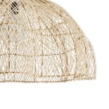 GloboStar® ADEJE 02211 Boho Κρεμαστό Φωτιστικό Καμπάνα Μονόφωτο 1 x E27 IP20 Μπεζ Ρατάν - Μ80 x Π80 x Υ55cm