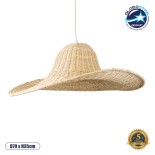 GloboStar® ESPARGOS 02214 Boho Κρεμαστό Φωτιστικό Πλέγμα Μονόφωτο 1 x E27 IP20 Μπεζ Ξύλο - Μ70 x Π70 x Υ35cm