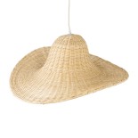 GloboStar® ESPARGOS 02214 Boho Κρεμαστό Φωτιστικό Πλέγμα Μονόφωτο 1 x E27 IP20 Μπεζ Ξύλο - Μ70 x Π70 x Υ35cm