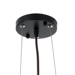 GloboStar® CORSICA 02216 Boho Κρεμαστό Φωτιστικό Καμπάνα Μονόφωτο 1 x E27 IP20 Μαύρο & Μπεζ Ξύλο - Μ70 x Π70 x Υ35cm