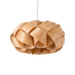 GloboStar® SARDIGNA 02217 Boho Κρεμαστό Φωτιστικό Καπέλο Μονόφωτο 1 x E27 IP20 Καφέ Ξύλο - Μ40 x Π40 x Υ20cm