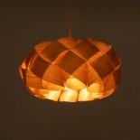 GloboStar® SARDIGNA 02217 Boho Κρεμαστό Φωτιστικό Καπέλο Μονόφωτο 1 x E27 IP20 Καφέ Ξύλο - Μ40 x Π40 x Υ20cm