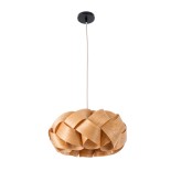 GloboStar® SARDIGNA 02217 Boho Κρεμαστό Φωτιστικό Καπέλο Μονόφωτο 1 x E27 IP20 Καφέ Ξύλο - Μ40 x Π40 x Υ20cm