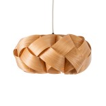 GloboStar® SARDIGNA 02217 Boho Κρεμαστό Φωτιστικό Καπέλο Μονόφωτο 1 x E27 IP20 Καφέ Ξύλο - Μ40 x Π40 x Υ20cm