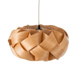 GloboStar® SARDIGNA 02217 Boho Κρεμαστό Φωτιστικό Καπέλο Μονόφωτο 1 x E27 IP20 Καφέ Ξύλο - Μ40 x Π40 x Υ20cm