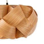 GloboStar® SARDIGNA 02217 Boho Κρεμαστό Φωτιστικό Καπέλο Μονόφωτο 1 x E27 IP20 Καφέ Ξύλο - Μ40 x Π40 x Υ20cm