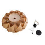 GloboStar® SARDIGNA 02218 Boho Κρεμαστό Φωτιστικό Καπέλο Μονόφωτο 1 x E27 IP20 Καφέ Ξύλο - Μ60 x Π60 x Υ30cm