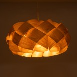 GloboStar® SARDIGNA 02218 Boho Κρεμαστό Φωτιστικό Καπέλο Μονόφωτο 1 x E27 IP20 Καφέ Ξύλο - Μ60 x Π60 x Υ30cm