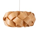 GloboStar® SARDIGNA 02218 Boho Κρεμαστό Φωτιστικό Καπέλο Μονόφωτο 1 x E27 IP20 Καφέ Ξύλο - Μ60 x Π60 x Υ30cm