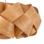 GloboStar® SARDIGNA 02218 Boho Κρεμαστό Φωτιστικό Καπέλο Μονόφωτο 1 x E27 IP20 Καφέ Ξύλο - Μ60 x Π60 x Υ30cm