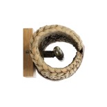 GloboStar® GUAVA 02222 Boho Φωτιστικό Τοίχου - Απλίκα Δίφωτο 2 x G9 AC220-240V IP20 - Μ11 x Π13 x Υ30cm - Σκούρο Μπεζ Ξύλινο Μπαμπού Πλέγμα με Μπεζ Δέρμα - 5 Χρόνια Εγγύηση