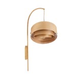 GloboStar® KALAMA 02223 Boho Φωτιστικό Τοίχου - Απλίκα Μονόφωτο 1 x E27 AC220-240V IP20 - Μ30 x Π40 x Υ70cm - Μπεζ Ξύλινο Μπαμπού Πλέγμα - 5 Χρόνια Εγγύηση