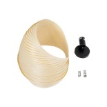 GloboStar® SALREL 02224 Boho Φωτιστικό Τοίχου - Απλίκα Μονόφωτο 1 x E27 AC 220-240V IP20 - Μ30 x Π22 x Υ38cm - Μπεζ Λεπτό Φύλλο Ξύλου Πλέγμα