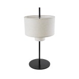 GloboStar® MARIGOLD 02227 Μοντέρνο Επιτραπέζιο Φωτιστικό Πορτατίφ Τρίφωτο 3 x E27 IP20 Μαύρο Μέταλλο με Μπεζ Ύφασμα - M36 x Π36 x Υ70cm