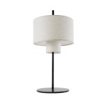 GloboStar® MARIGOLD 02227 Μοντέρνο Επιτραπέζιο Φωτιστικό Πορτατίφ Τρίφωτο 3 x E27 IP20 Μαύρο Μέταλλο με Μπεζ Ύφασμα - M36 x Π36 x Υ70cm