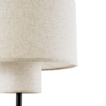 GloboStar® MARIGOLD 02227 Μοντέρνο Επιτραπέζιο Φωτιστικό Πορτατίφ Τρίφωτο 3 x E27 IP20 Μαύρο Μέταλλο με Μπεζ Ύφασμα - M36 x Π36 x Υ70cm
