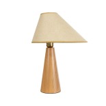 GloboStar® KAUAI 02229 Boho Επιτραπέζιο Φωτιστικό Πορτατίφ Μονόφωτο 1 x E27 IP20 Μπεζ Ξύλο με Μπεζ Ύφασμα - Μ38 x Π30 x Υ48cm