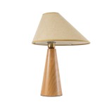 GloboStar® KAUAI 02229 Boho Επιτραπέζιο Φωτιστικό Πορτατίφ Μονόφωτο 1 x E27 IP20 Μπεζ Ξύλο με Μπεζ Ύφασμα - Μ38 x Π30 x Υ48cm