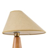 GloboStar® KAUAI 02229 Boho Επιτραπέζιο Φωτιστικό Πορτατίφ Μονόφωτο 1 x E27 IP20 Μπεζ Ξύλο με Μπεζ Ύφασμα - Μ38 x Π30 x Υ48cm