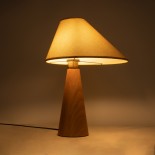GloboStar® KAUAI 02229 Boho Επιτραπέζιο Φωτιστικό Πορτατίφ Μονόφωτο 1 x E27 IP20 Μπεζ Ξύλο με Μπεζ Ύφασμα - Μ38 x Π30 x Υ48cm
