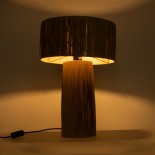 GloboStar® NASSAU 02233 Boho Επιτραπέζιο Φωτιστικό Πορτατίφ Μονόφωτο 1 x E27 IP20 Καφέ Raffia - Μ37 x Π37 x Υ55cm