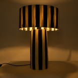 GloboStar® NASSAU 02234 Boho Επιτραπέζιο Φωτιστικό Πορτατίφ Μονόφωτο 1 x E27 IP20 Μπεζ & Μαύρη Raffia - Μ37 x Π37 x Υ55cm