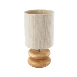 GloboStar® TUVALU 02236 Boho Επιτραπέζιο Φωτιστικό Πορτατίφ Μονόφωτο 1 x E27 IP20 Καφέ Ξύλο με Μπεζ Βαμβακερό Νήμα - Μ22 x Π22 x Υ42cm