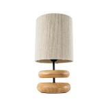 GloboStar® TUVALU 02236 Boho Επιτραπέζιο Φωτιστικό Πορτατίφ Μονόφωτο 1 x E27 IP20 Καφέ Ξύλο με Μπεζ Βαμβακερό Νήμα - Μ22 x Π22 x Υ42cm