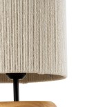 GloboStar® TUVALU 02236 Boho Επιτραπέζιο Φωτιστικό Πορτατίφ Μονόφωτο 1 x E27 IP20 Καφέ Ξύλο με Μπεζ Βαμβακερό Νήμα - Μ22 x Π22 x Υ42cm