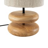 GloboStar® TUVALU 02236 Boho Επιτραπέζιο Φωτιστικό Πορτατίφ Μονόφωτο 1 x E27 IP20 Καφέ Ξύλο με Μπεζ Βαμβακερό Νήμα - Μ22 x Π22 x Υ42cm