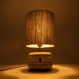 GloboStar® TUVALU 02236 Boho Επιτραπέζιο Φωτιστικό Πορτατίφ Μονόφωτο 1 x E27 IP20 Καφέ Ξύλο με Μπεζ Βαμβακερό Νήμα - Μ22 x Π22 x Υ42cm