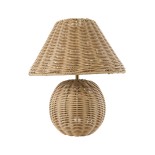 GloboStar® PERU 02239 Boho Επιτραπέζιο Φωτιστικό Πορτατίφ Μονόφωτο 1 x E27 IP20 Μπεζ Ξύλο - Μ40 x Π40 x Υ45cm
