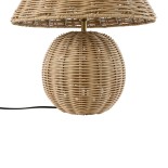 GloboStar® PERU 02239 Boho Επιτραπέζιο Φωτιστικό Πορτατίφ Μονόφωτο 1 x E27 IP20 Μπεζ Ξύλο - Μ40 x Π40 x Υ45cm
